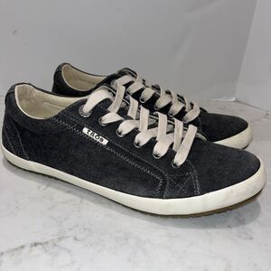 Taos Womens Sz 11 Star Dark Gray Canvas Casual Comfort Lace Up Sneakers Shoes